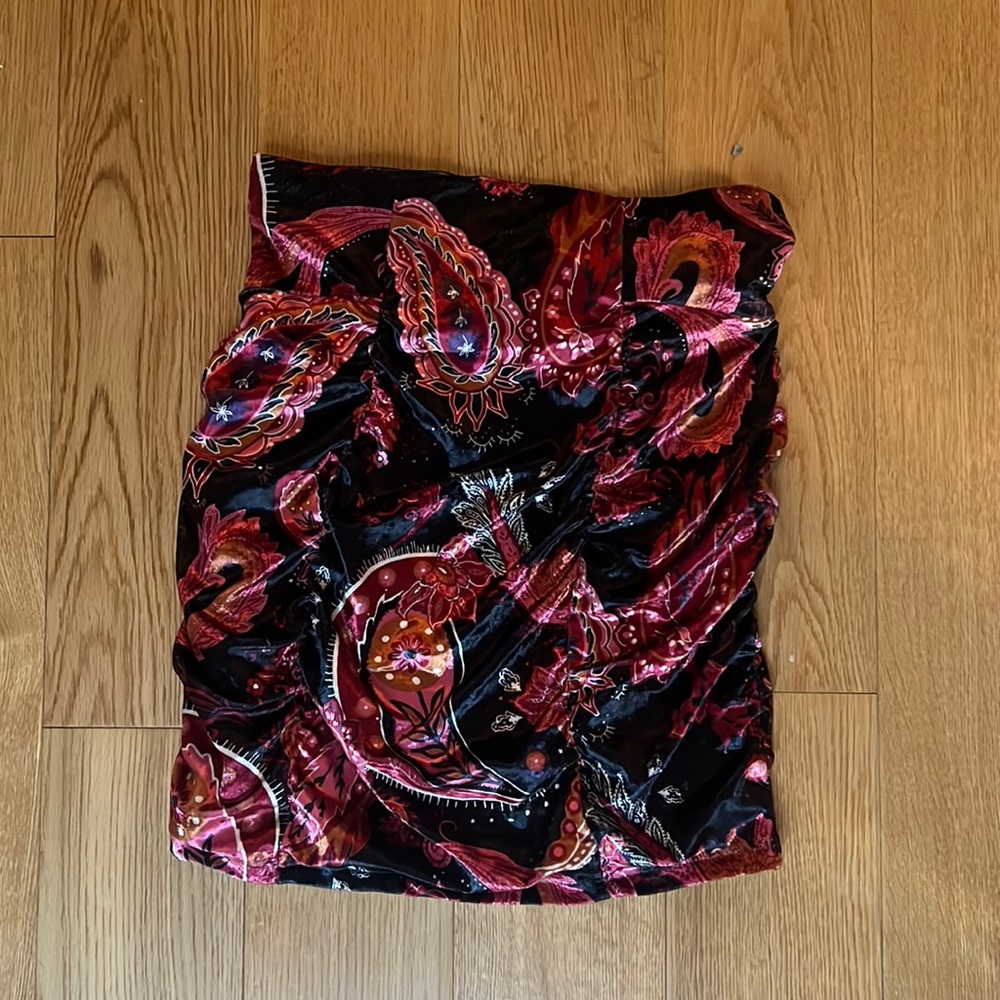 Free People mini skirt- velvet and printed